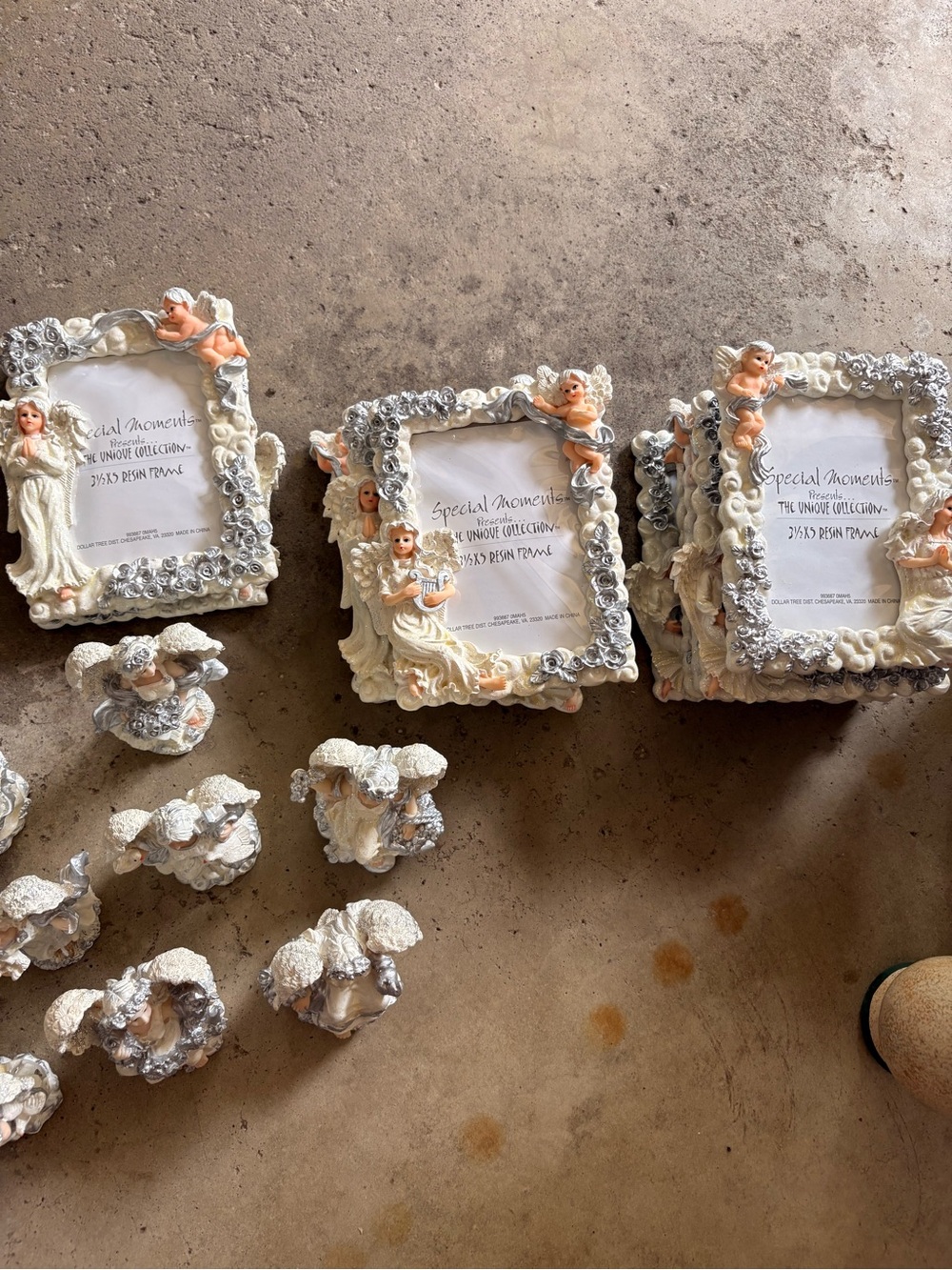 Special Moments White and Silver Angel Photo Frames with Cherub Accents